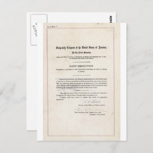 Stemrecht van de vrouw- 19e wijziging briefkaart (Voorkant / Achterkant)