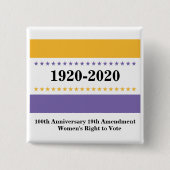 Stemrecht vrouwen 19e amendement overwinningsvlag vierkante button 5,1 cm (Voorkant)