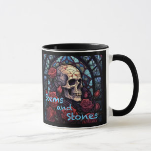 Stems and Stones Skull and Rozen Koffie Mok