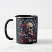 Stems and Stones Skull and Rozen Koffie Mok (Links)