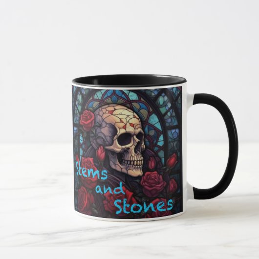 Stems and Stones Skull and Rozen Koffie Mok (Rechts)