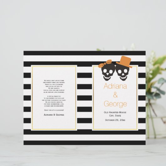 Stemstelletje en strepen Halloween trouwprogramma (Staand voorkant)