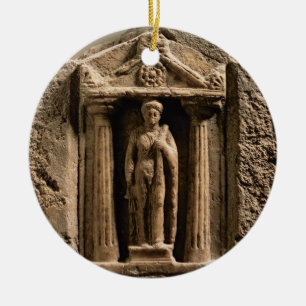 Stemstelstel voor marmer en zandsteen met vrouw fi keramisch ornament