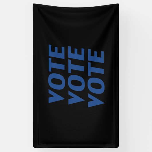 "Stemstemming" blauwe letters, zwarte achtergrond Spandoek (Verticaal)