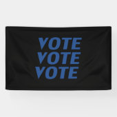 "Stemstemming" blauwe letters, zwarte achtergrond Spandoek (Horizontaal)