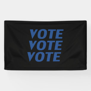 "Stemstemming" blauwe letters, zwarte achtergrond Spandoek