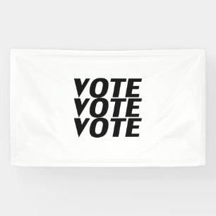"Stemstemming zwarte letters, witte achtergrond" Spandoek