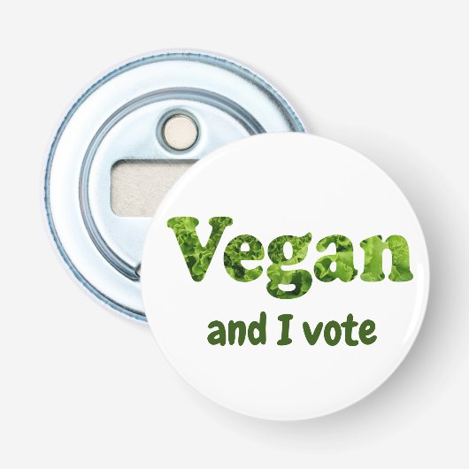 Stemster Vegan-activiste aanpassen Button Flesopener (Voorkant)