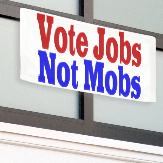 Stemtaken niet met rode blauwe tekst spandoek (Buitenkant Gebouw)