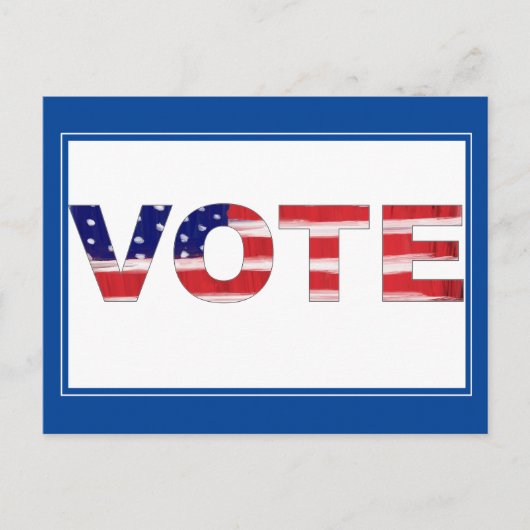 Stemtekst in vlag kleuren blauw briefkaart (Voorkant)