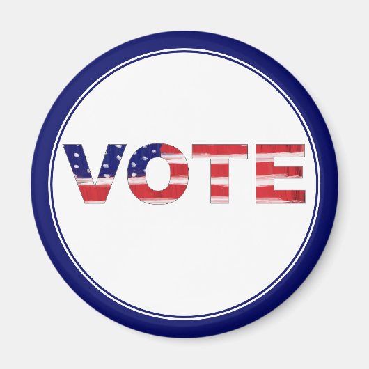 Stemtekst in vlag kleuren blauw magneet (Voorkant)