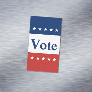 Stemtekst Rood wit en blauw met sterren Magnetisch Visitekaartje