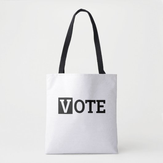 Stemtekst zwart en wit tote bag (Voorkant)