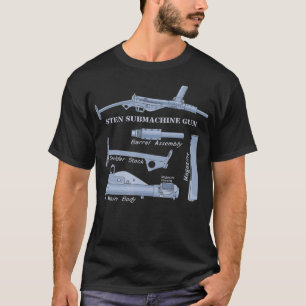 Sten Pistool Brits WW2 Submachine Pistool Diagram T-shirt