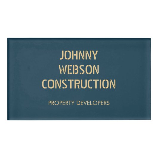 Stenced Gold print blauw Naambadge (Voorkant)