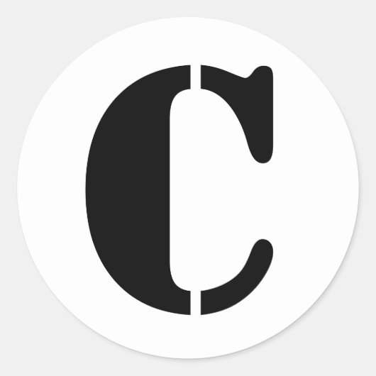 Stencil Alfabet van Janz Letter C White Ronde Sticker (Voorkant)