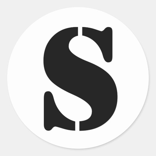 Stencil Alfabet van Janz Letter S White Ronde Sticker (Voorkant)