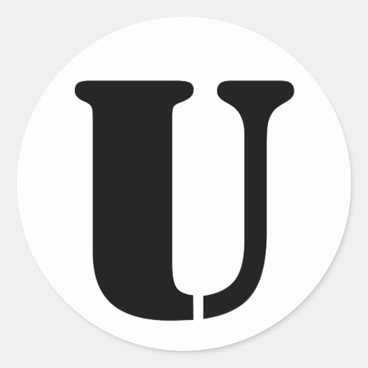 Stencil Alfabet van Janz Letter U White Ronde Sticker (Voorkant)