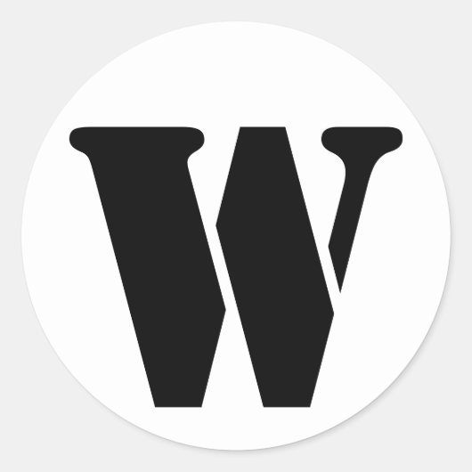 Stencil Alphabet van Janz Letter W White Ronde Sticker (Voorkant)