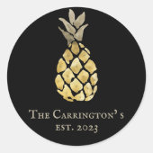 Stencil anananasnaam Waterverf Ronde Sticker (Voorkant)