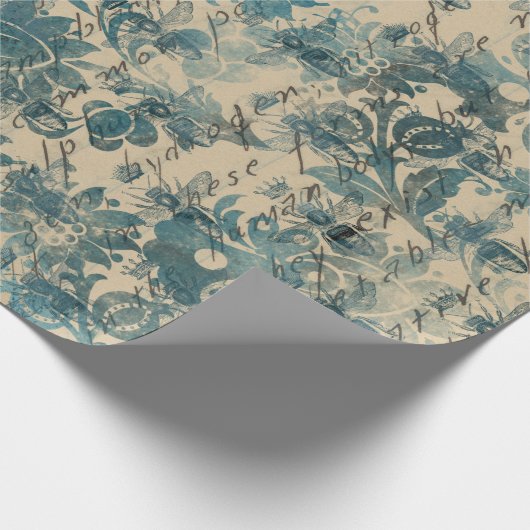 Stencil bloemen, bijen en schrijven op tan cadeaupapier (Hoek)