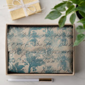 Stencil bloemen, bijen en schrijven op Tan-decoupa Tissuepapier (Geschenk)