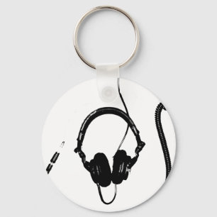Stencil DJ-hoofdtelefoon Sleutelhanger