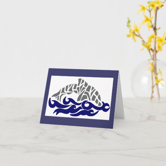 stencil dolphin note card kaart (Gele Bloem)