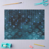 Stencil Flowers en Lichten op Blauwe Decoupage Tissuepapier (Craft)