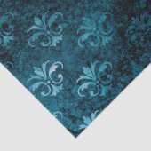 Stencil Flowers en Lichten op Blauwe Decoupage Tissuepapier (Detail)