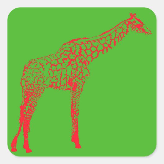 Stencil Giraffe omtrek inpakpapier Vierkante Sticker (Voorkant)