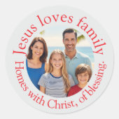 stencil Jezus houdt van het gezin Ronde Sticker (Voorkant)