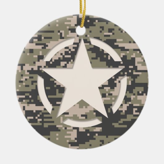 Stencil Label Decale Style Khaki Camouflage Keramisch Ornament (Voorkant)