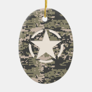Stencil Label Decale Style Khaki Camouflage Keramisch Ornament