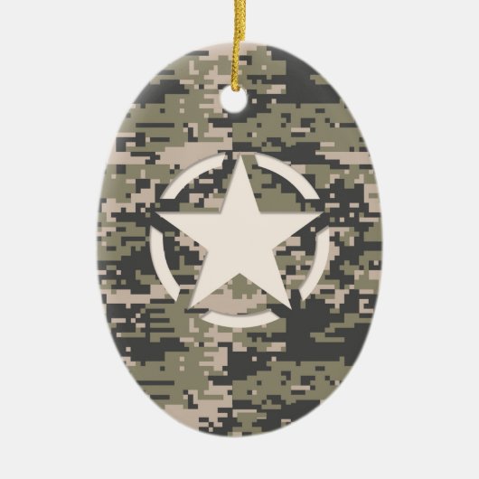 Stencil Label Decale Style Khaki Camouflage Keramisch Ornament (Voorkant)