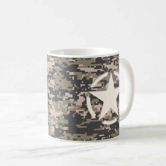 Stencil Label Decale Style Khaki Camouflage Koffiemok (Voorkant rechts)