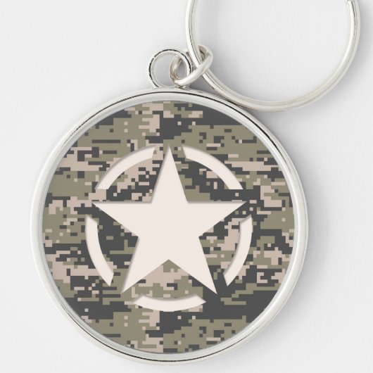 Stencil Label Decale Style Khaki Camouflage Sleutelhanger (Voorkant)