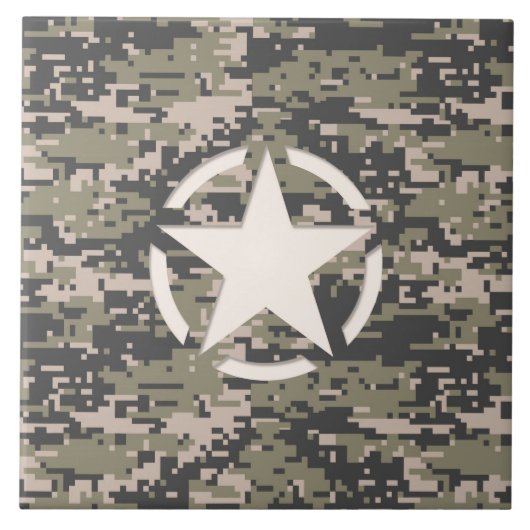 Stencil Label Decale Style Khaki Camouflage Tegeltje (Voorkant)