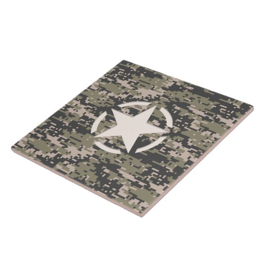 Stencil Label Decale Style Khaki Camouflage Tegeltje (Zijkant)