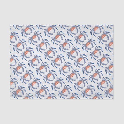 Stencil Maryland Blue Crab in Blue en Coral Tissuepapier (Voorkant)