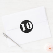 Stencil Numbers van Janz Number 10 Ten Black Ronde Sticker (Envelop)