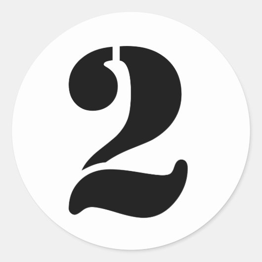 Stencil Nummers door Janz Number 2 Two White Ronde Sticker (Voorkant)