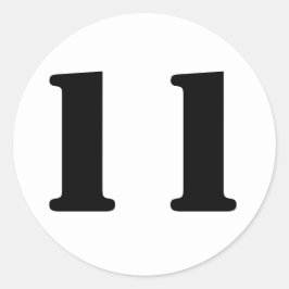 Stencil Nummers door Janz Nummer 11 Elf Wit Ronde Sticker