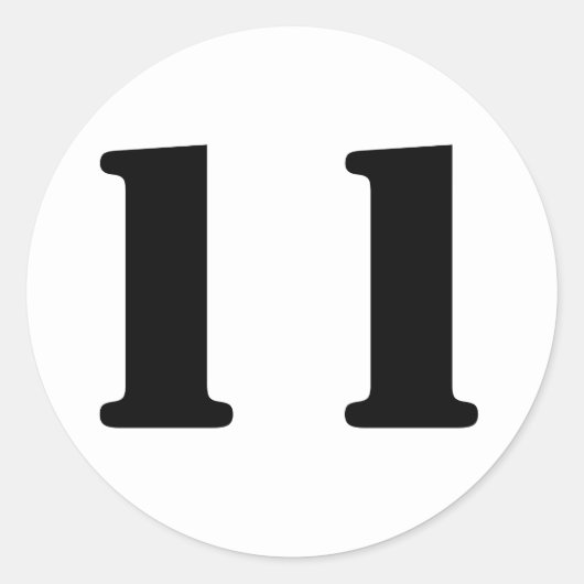 Stencil Nummers door Janz Nummer 11 Elf Wit Ronde Sticker (Voorkant)