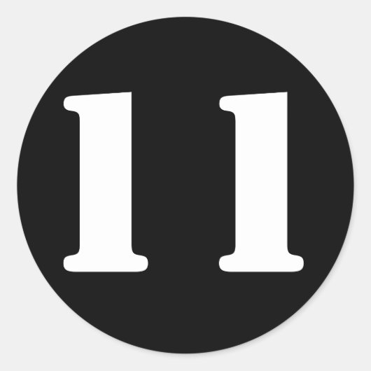 Stencil Nummers door Janz Nummer 11 Elf Zwart Ronde Sticker (Voorkant)