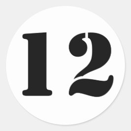 Stencil Nummers door Janz Nummer 12 Twaalf Wit Ronde Sticker