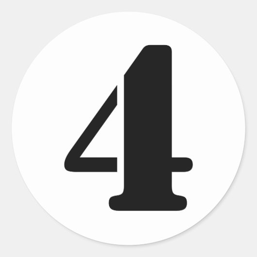 Stencil Nummers door Janz Nummer 4 Vier White Ronde Sticker (Voorkant)