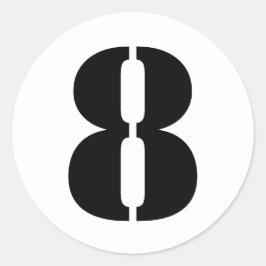 Stencil Nummers per Janz Nummer 8 Eight White Ronde Sticker