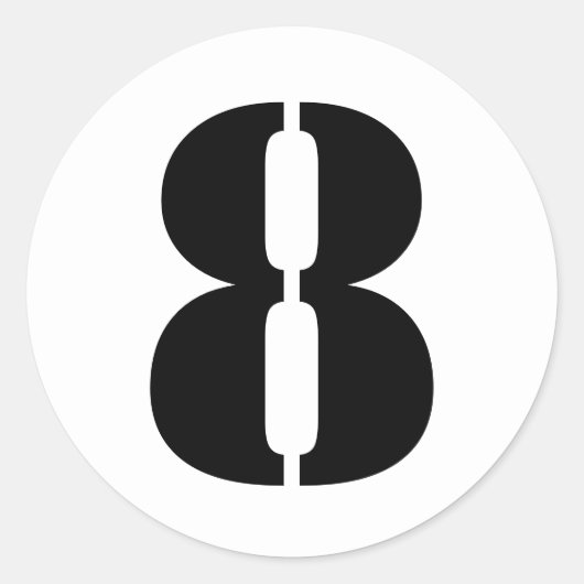 Stencil Nummers per Janz Nummer 8 Eight White Ronde Sticker (Voorkant)