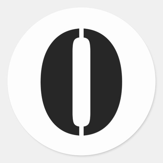 Stencil Nummers van Janz Aantal 0 Nero White Ronde Sticker (Voorkant)